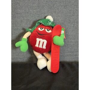 10" Vintage Collectors M&M Red Christmas Plush Skier‎ with Tags! Very Cute! NWT